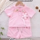thumbnail image 5 of Gibobby Conjunto térmico bebé Niños pequeños bebés Niñass Primavera Verano sólido algodón manga corta Tops pantalones cortos dos horquillas broche trajes ropa(Rosa, 12-18 Meses), 5 of 5