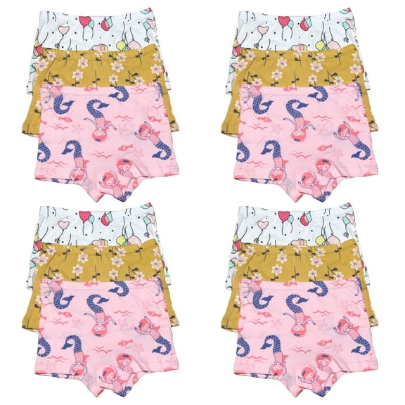 12 Pack Toddler Little Girls Kids Cotton Boxer Briefs Underwear Panties Size 2T 3T 4T 5T 6T 7T