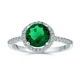 thumbnail image 2 of Bling Jewelry Womens 3CT Green Emerald CZ Ring Sterling Silver Engagement Halo, 2 of 6