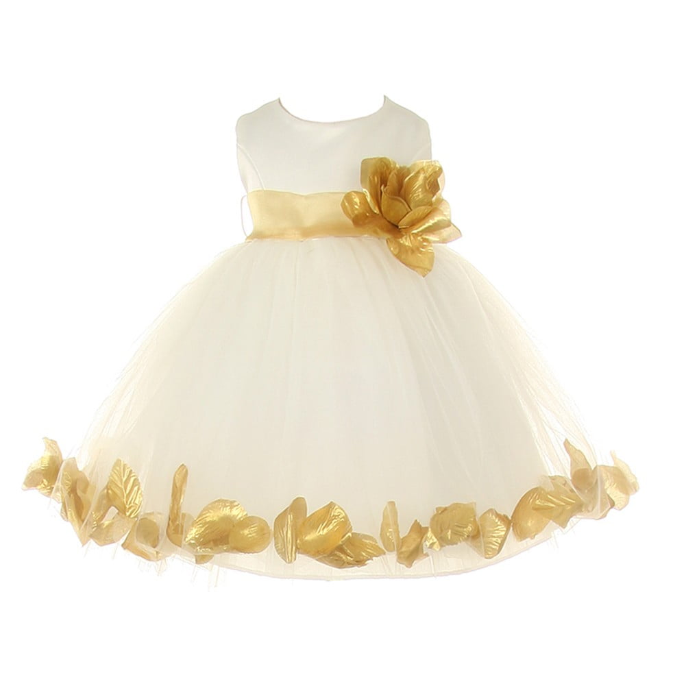 baby girl white and gold dress