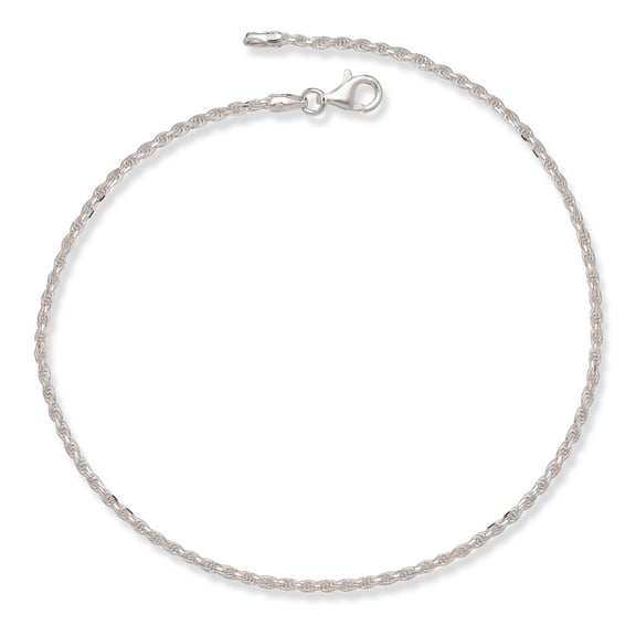 Jewelryweb 925 Sterling Silver 10 Inch 2.5 mm Sparkle-cut Rope Link Anklet Anklet for Women