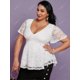 thumbnail image 2 of Blusa de Peplum con Encaje de Talla Extra Grande Rosegal  Blusas Tallas Grandes, 2 of 5