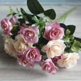 thumbnail image 6 of Yesbay 4 Pcs Home Party Wedding Decor Classic European 15 Heads Artificial Rose Flowers Xmas Gift Pink, 6 of 7