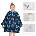thumbnail image 6 of Black Blue Butterfly Pattern Blanket Hoodies for Kids 6-13YR Oversize Wearable Blanket Hoodies for Boys Girls Teens, 6 of 7