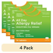 (4 pack) Spirit 360 All Day Allergy Relief, Indoor/Outdoor, 10mg Cetirizine Hcl, 14 Tablets