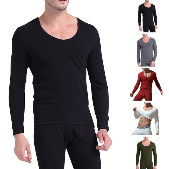 uublik Mens Athletic Thermal T Shirts Long Sleeve T Shirt Casual Basic Shirts Stretch Crew Neck Undershirts, Black
