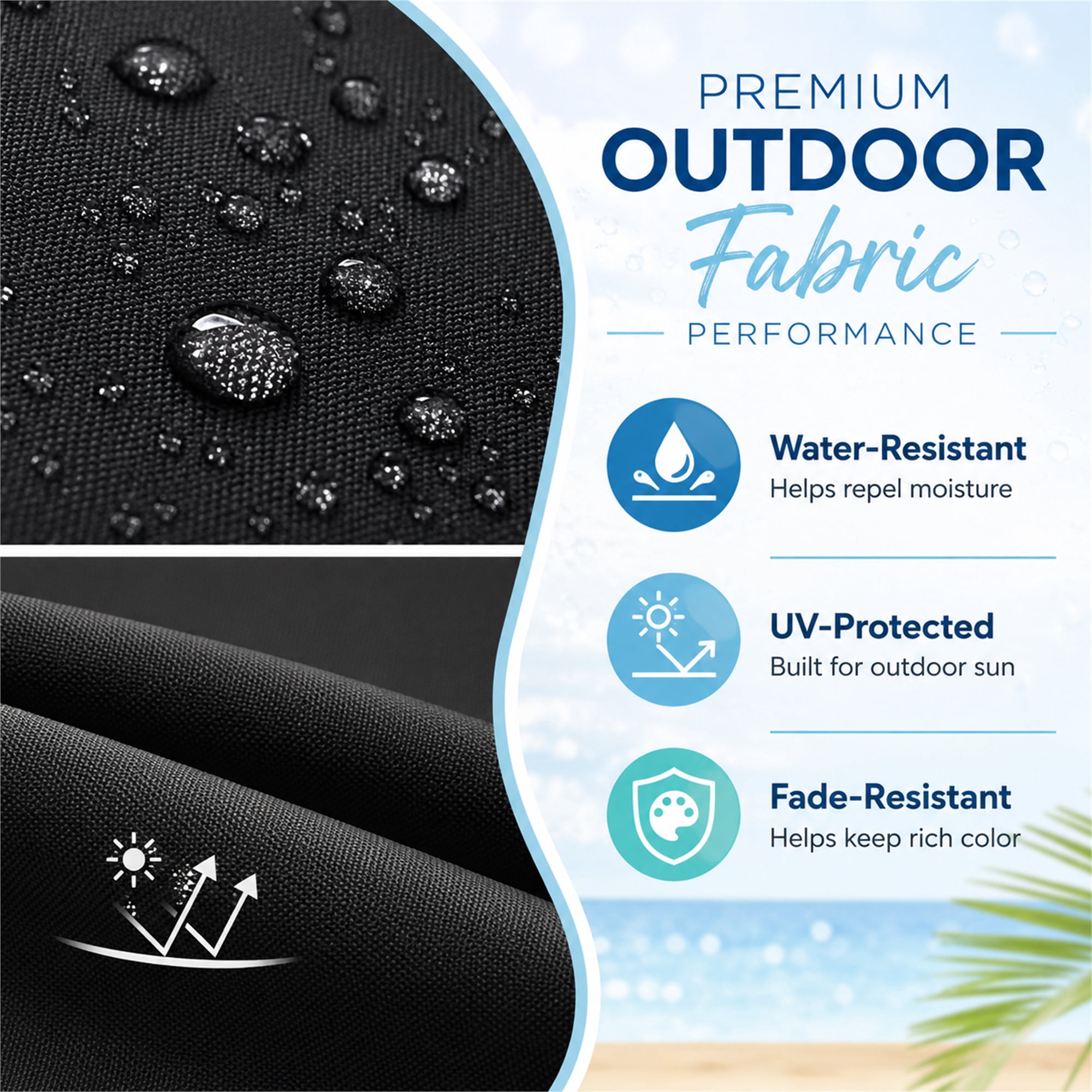 Millsilo Outdoor Chaise Lounge Cushion, 72" x 21" x 3" Patio Lounge Chair Cushion, Water-Resistant UV-Protected Replacement Cushion with High Density Foam, Black