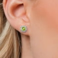 thumbnail image 3 of Gem Stone King 14K White Gold Green Peridot and White Lab Grown Diamond Removable Earrings Jackets for Women | 1.34 Cttw | Gemstone August Birthstone | Round 5MM, 3 of 6