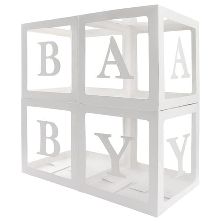 

HOLICOLOR Baby Boxes with Letters for Baby Shower White Clear Balloon Box Blocks Gender Reveal Birthday Decorations and Party Supplies