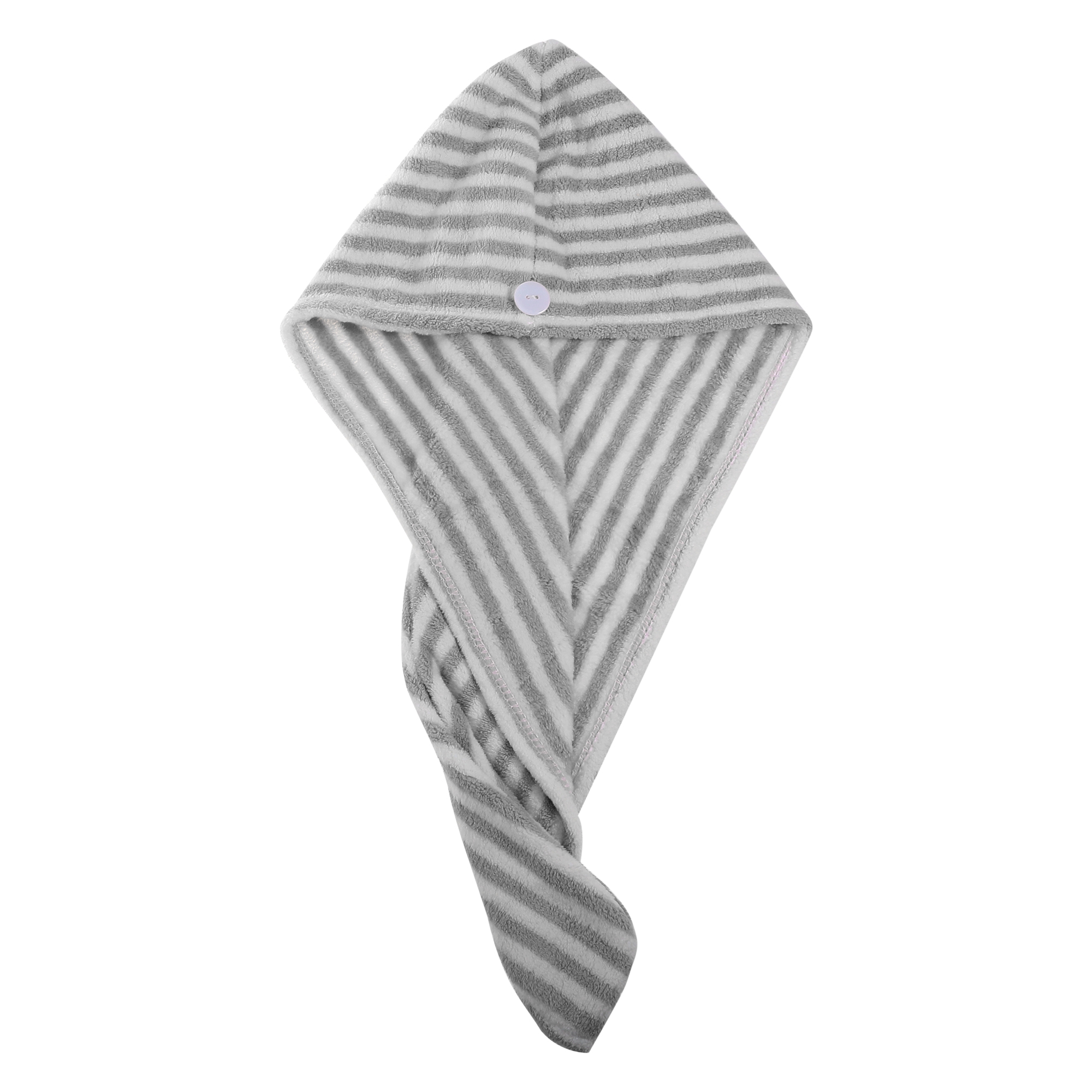 Unique Bargains 3 Pcs Soft Hair Towel Wrap Drying Cap Microfiber for Wet Hair Gray White