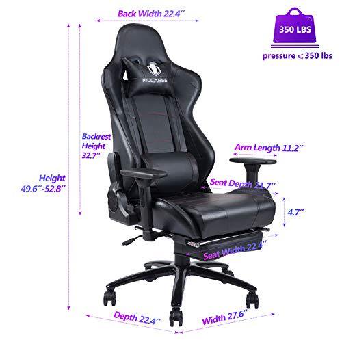 Wb8204 Black Killabee Gaming Chair With Footrest Office Chairs