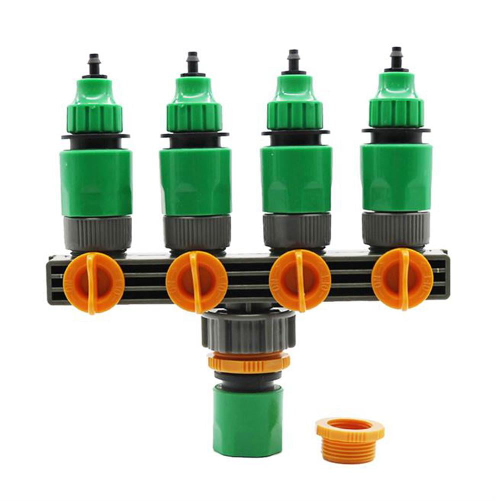 4 Way Connector Valve Outlet Tap Garden Irrigation Controller Joint ABS Plastic 