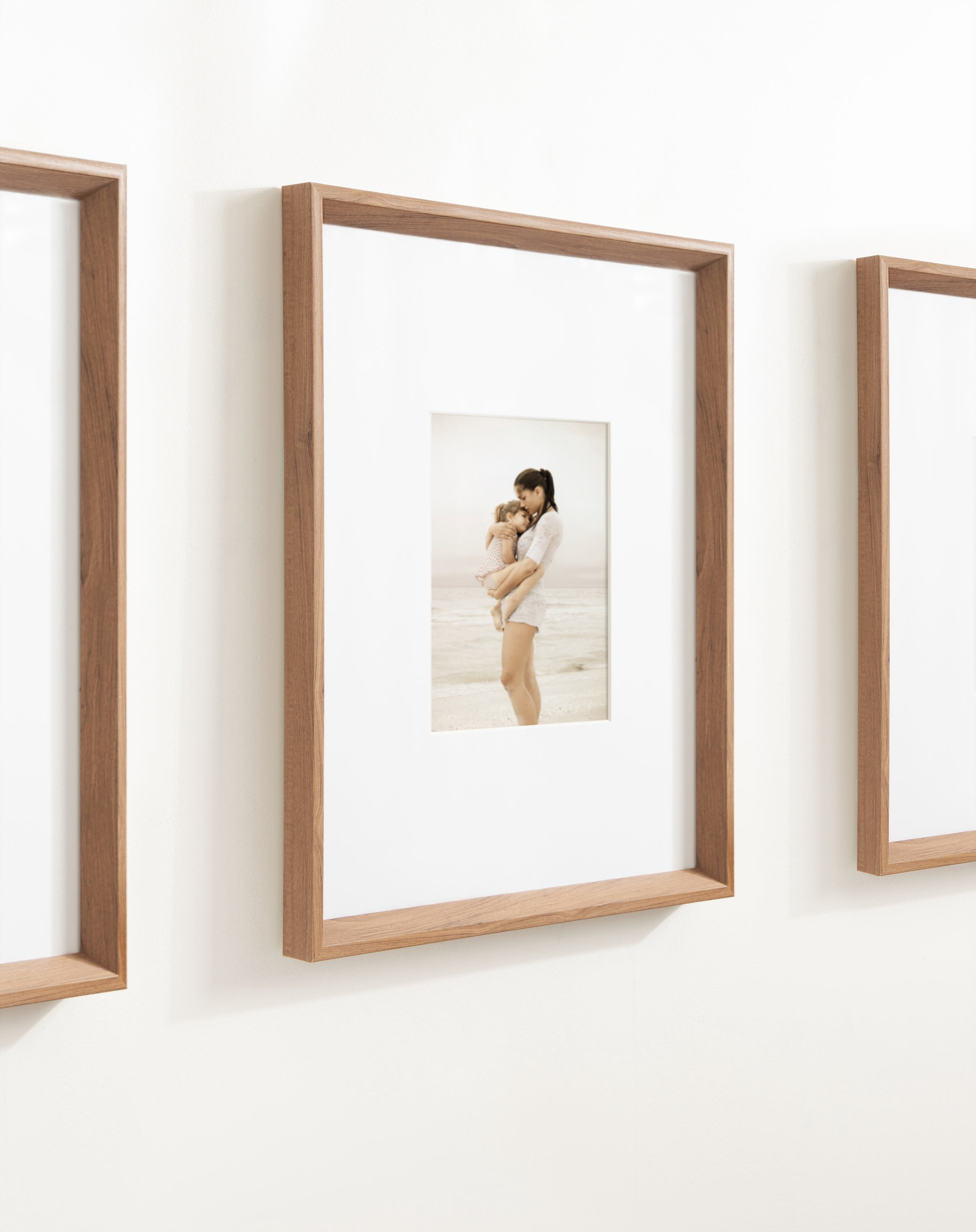 Kate and Laurel Calter Modern Wall Picture Frame Set of 3, 16x20 matted to 8x10, Brown, Modern Three-Piece Frame Set for Gallery Wall Frame Set in Living Room Wall Decor