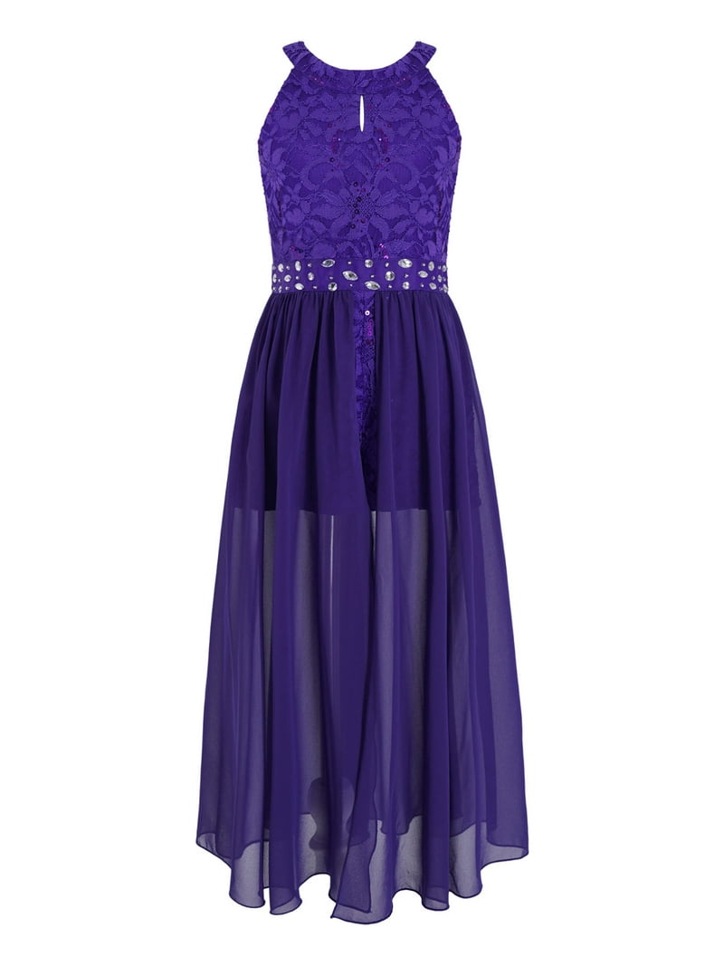 LiiYii Kids Girls Sparkly Sequins Jumpsuit Dress Party Romper