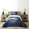 thumbnail image 4 of Ambesonne Lighthouse Quilted Bedspread Set 2 Pcs, Majestic Sky Beach, Twin Size, Pale Blue Dark Blue, 4 of 5