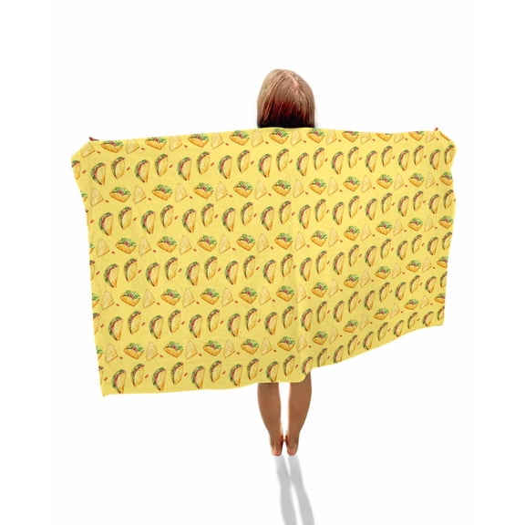 Yellow Tacos Beach Towels Oversized Super Absorbent, Cheese Vegetables Cartoon Food Lightweight Bath Towel Quick Dry Sets For Bathroom/Pool/Rv Camping/Beach Play/Gym Room/Picnic 31"x62"