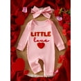 thumbnail image 4 of Bellafa Infant Baby Girl Valentines Jumpsuit My First Valentine's Day Onesie Romper Bodysuit 2-Pieces Newborn Spring Clothes,1-Pack, 4 of 4