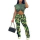 thumbnail image 1 of Sunloudy Pantalones casuales para mujer Camuflaje Estampado de cremallera Botón Diseño Patchwork Pantalones rectos acampanados Sunloudy S M L XL XXL, 1 of 9