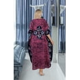 thumbnail image 2 of HAPPY BAY Women's Summer Batik Caftan Loungewear House Dashiki Dress V Neck Kaftan Nightshirts for Women Sleepwear 2X-3X Floral, Pink, 2 of 6