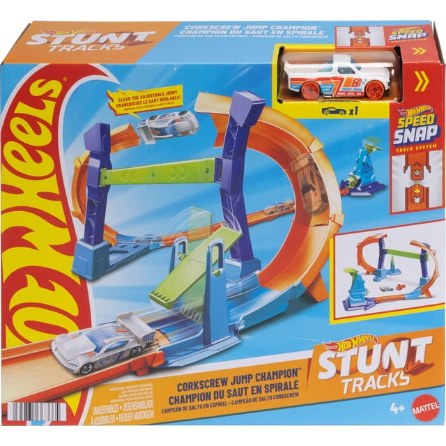 Set de atletismo para coches de juguete Hot Wheels Flip & Jump Sacacorchos Loop