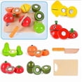 thumbnail image 1 of Set de juguetes para niños, ropa para gatos, madera, velcro, corte de frutas, 1 of 2