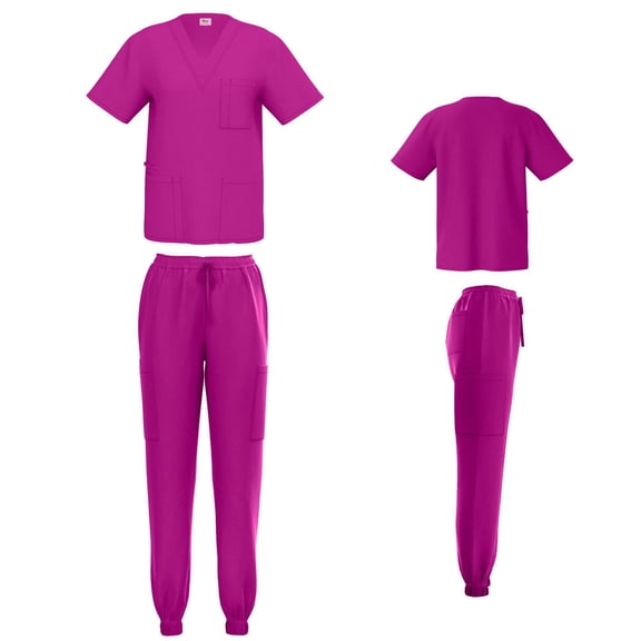Unisex STRETCH Jogger Scrub Set Solid V-Neck Top Men Women Jogger Nurse Uniform
