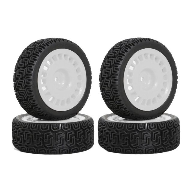 Bunblic 4 Pieces 1:10 RC Car Wheel Tires Replacement Easy to Install RC Modification Accessory Spare Parts Accessory DIY Accessories white