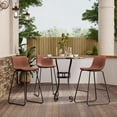 thumbnail image 2 of Aufeile 26" Counter Height Bar Stools Set of 3 – Modern Faux Leather Barstools with Back & Metal Legs, Kitchen Bar Chairs for Island, Dining Room, Dark Brown, 2 of 8