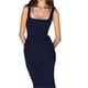 thumbnail image 2 of VISgogo Vestido ajustado informal para mujer, vestido a media pierna de corte bajo sin mangas de color sólido VISgogo moda, 2 of 5