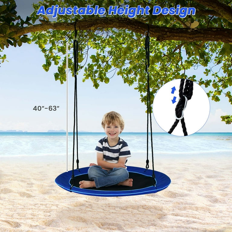 Costway 40 Saucer Tree Swing 660 LBS for Kids Adults Outdoor with LED Lights Blue