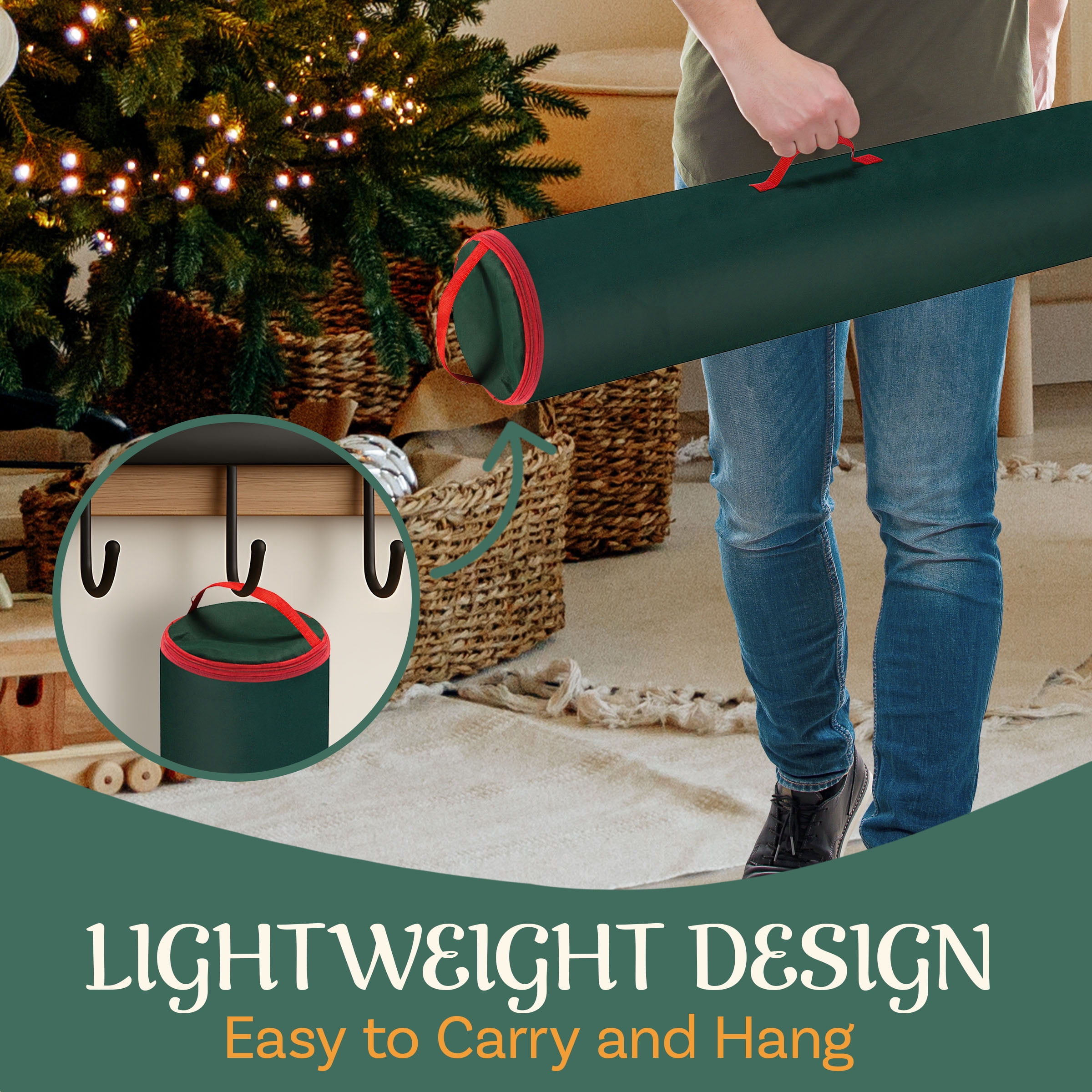 40-Inch Wrapping Paper Storage Bag for Up to 25 Rolls, Green