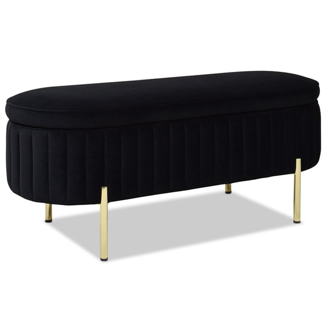 Jennifer Taylor Maison Chloe Moderne Glam Banc de Rangement Anthracite Noir