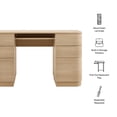 thumbnail image 3 of Mirae 55" 6-Drawer Curved Office Desk in Brushed Light Oak, 3 of 10