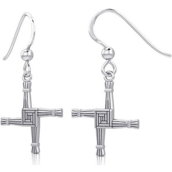 Brigids Cross Dangle Earrings 925 Sterling Silver