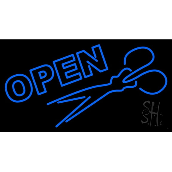 Scissor Open LED Neon Sign 13 x 24 - inches, Black Square Cut Acrylic Backing, with Dimmer - Bright and Premium built indoor LED Neon Sign for Defence Force.