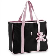 Pink Ribbon Tote With Teddy Bear Keychain