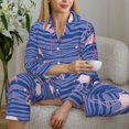 thumbnail image 6 of Pajama Sets for Women 2 Pcs, flamingo pink Button Down Long Sleeve Sleepwear Lounge PJ Sets, 6 of 6