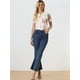 thumbnail image 3 of Blusa de manga corta floral bordada con encaje y cuello Peter Pan para mujer Blanco Rosa S, 3 of 5