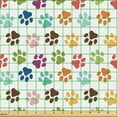 thumbnail image 2 of Ambesonne Dog Print Fabric by the Yard Upholstery, Multicolored Paws Pattern, 2 Yards, Dark Magenta Olive Green, 2 of 5
