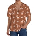 thumbnail image 1 of Balery Cute Poodle Dog Camisa Casual de Manga Corta con Botones para Hombre, Texturizada, Estilo Cubano, para Playa, Verano-Large, 1 of 5