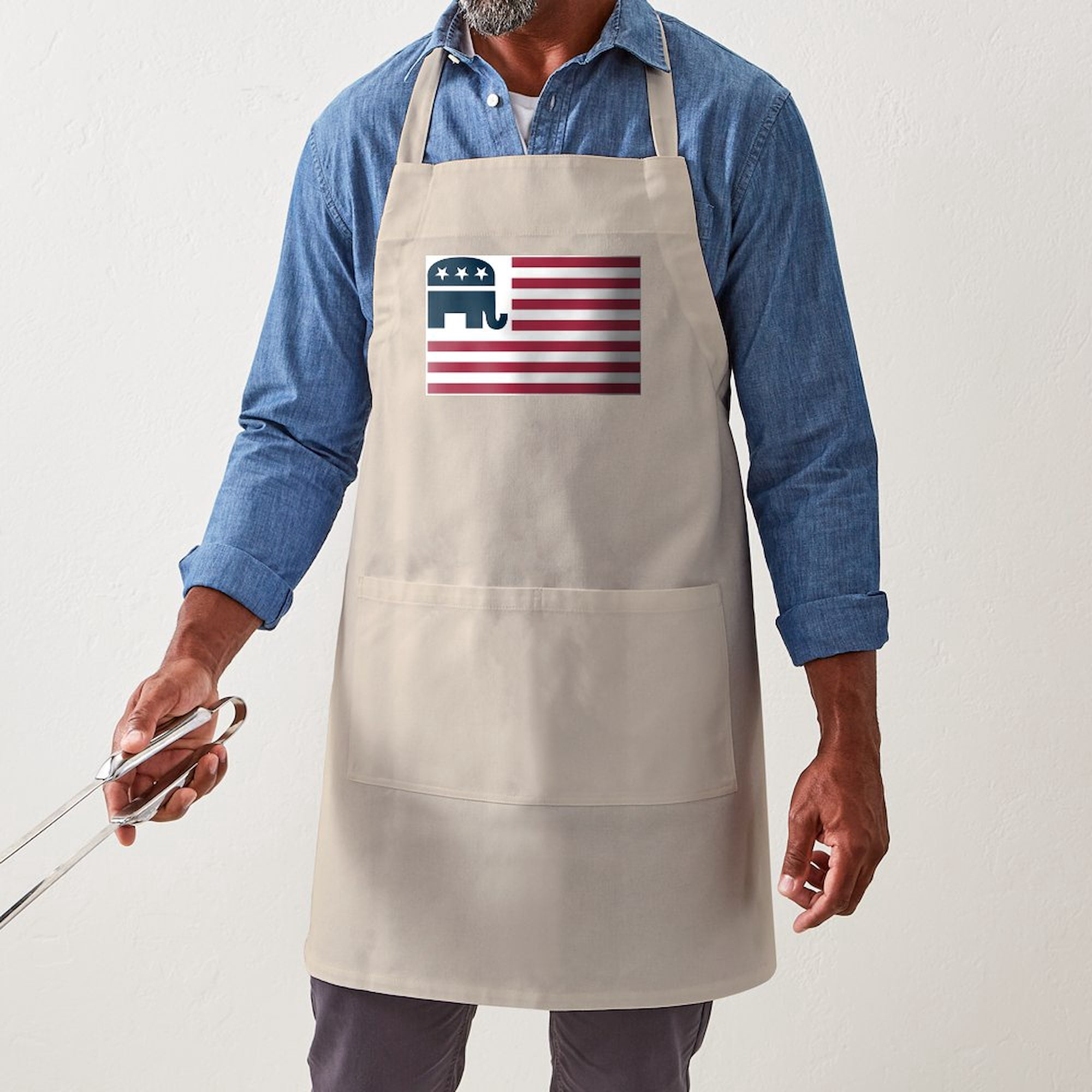 CafePress - GOP Flag BBQ - Kitchen Apron with Pockets, Grilling Apron, Baking Apron
