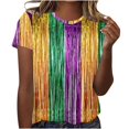 thumbnail image 2 of Outfmvch T-Shirts Mardi Gras pour Femmes, T-Shirts Graphiques, T-Shirts de Carnaval, Vêtements Mardi Gras, T-Shirt Imprimé à Manches Courtes Col Rond Mode Décontracté Vert Armée 1 S, 2 of 4