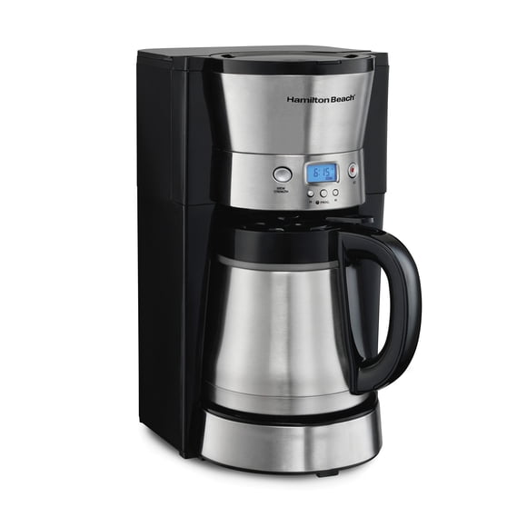 Hamilton Beach - Cafetera programable con jarra térmica de 10 tazas, 3 opciones de preparación, apagado automático y pausa y vertido, acero inoxidable (468