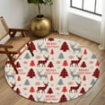 thumbnail image 3 of Merry Christmas Area Rug, Red Plaid Tree Snowflakes Elk Linen Texture Washable Large Circle Carpet, Non Slip Round Rug for Living Room/Bedroom/Dining Room/Home Office/Dorm, 3 of 9