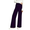 thumbnail image 3 of YOIAVAIOY Women's Velvet Pant Dressy Casual Wide Leg Trousers Stretchy High Waisted Velour Palazzo Pants with Pockets Purple XL, 3 of 6