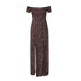 thumbnail image 2 of Women's Boho Off Shoulder Strapless Summer Beach Floral Slit Maxi Dress Burgundy-S, 2 of 2