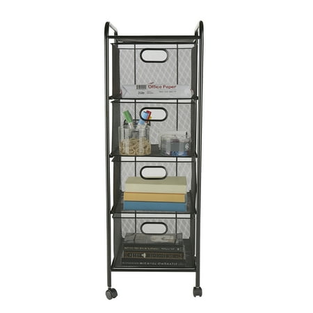 Mind Reader 4 Drawer Rolling Mesh Office Cart Metal Storage