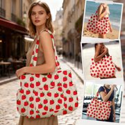 Gocvo Multiple Pockets Corduroy Bag, Large Tote Bag for Women, Ladies Bag Casual Hobo Handbags(Strawberry)