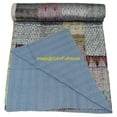 thumbnail image 4 of Indian Handwoven Silk Patola Kantha Quilt ,Traditional Blanket , Premium Silk Sari Kantha Blanket Size (Queen Size - 90" x 108"), 4 of 5