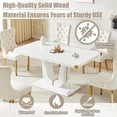 thumbnail image 5 of 5-Piece Modern Dining Set, 63" White MDF Table with Gold Metal Corner Accents and U-Shaped Base, 4 Velvet Upholstered Stainless Steel Chairs, for Living Rooms, Lobbies, Conference Rooms, 5 of 7